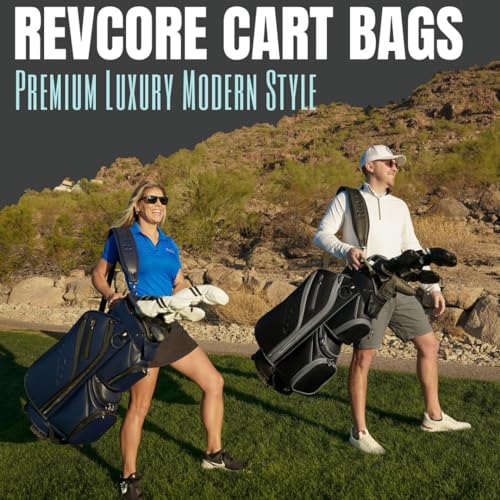 REVCORE Luxury Golf Cart Bag, Premium Synthetic Leather, 14 Way Dividers, Black Alloy Hardware, 9 Pockets w/2 Insulated Cooler, 2 Felt-Lined Valuable & Oversized Putter Well - Thumbnail 6