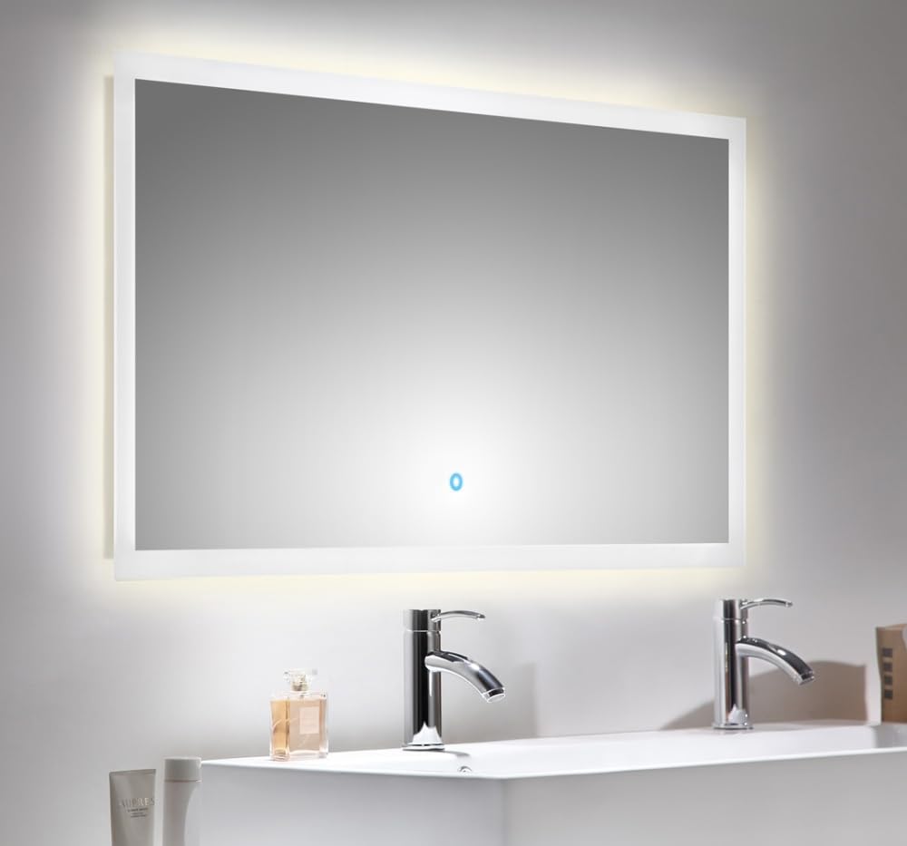 Magnolia Home Badmöbel Set Taifun 4tlg. 100 cm mit LED Spiegel, 3er Boxen & Hochschrank Farbe Grafit