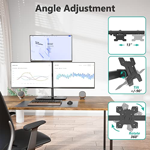 Image of WALI Triple Monitor Stand, Height Adjustable Free-Standing Monitor Desk Mount, fits 3 Computer Screens up to 27 Inch, Holds up to 22lbs per Arm (GMF003)