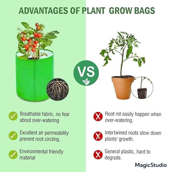 Image of Grow Bags 15 x 15 inch, Terrace Gardening, Vegetable, Fruits Planting Bags (7)