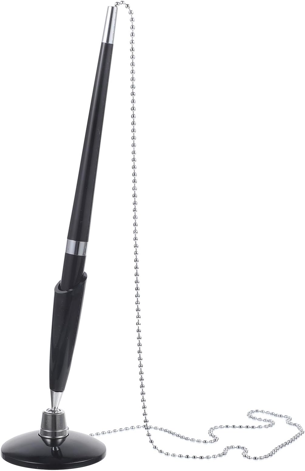 Black Secure Pen with Adhesive Pen Chain and Security Pen Holder Black Desk Pen