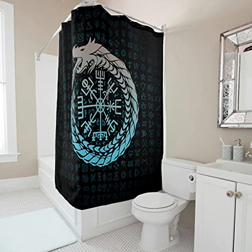 Gamoii Cortina de ducha con diseño de dragón vikingo, 150 x 180 cm Cover