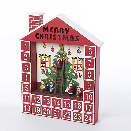 Kurt Adler Wooden Advent Calendar House, 15-Inch