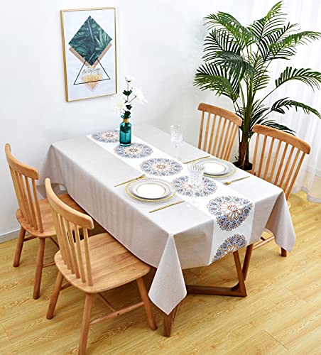 Highlyking Mantel rectangular de tela antimanchas, impermeable, lavable, con revestimiento de PVC, para cocina, exterior, jardín, fiestas de cumpleaños Cover