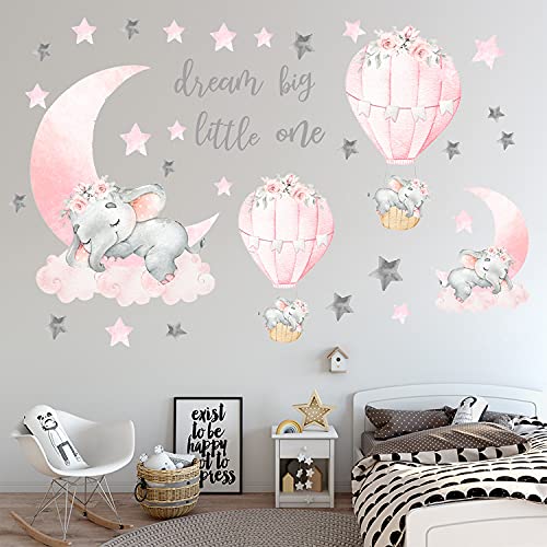 GONOVO Autocollants muraux éléphant en vinyle pour chambre d'enfant, chambre à coucher, décoration d'intérieur (90 x 40 cm) Cover