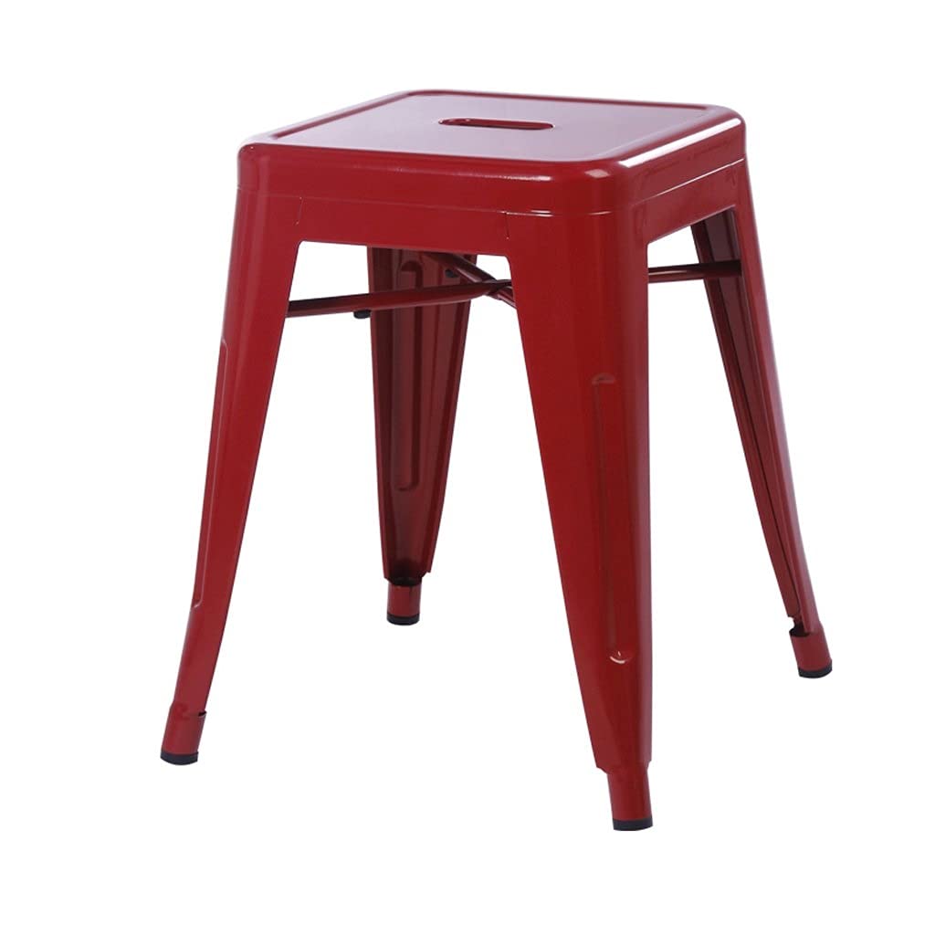 Tabouret de bar en métal empilable et robuste sans dossier coloris Rosso pour gain de place