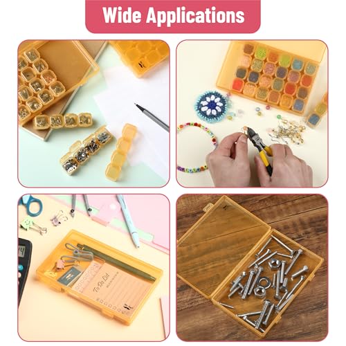 Image of Mr. Pen- Bead Storage Containers, 28 Grids, 2 Pack, Transparent Orange | 160 pcs Label Stickers, Transparent, Small Bead Organizer Box, Diamond Art, Diamond Painting Organizer