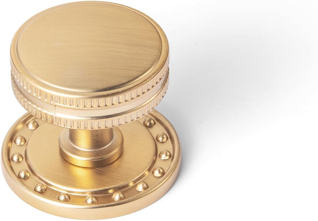 Goo-Ki 6 Pack Champagne Bronze Cabinet Knobs with Backplate Zinc Alloy Kitchen Hardware - Champagne Gold Drawer Knobs Single Screw Bar Cabinet Pulls with Spacer