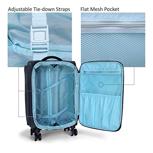 Travolution Garment Rack Carry-on with Spinner Wheels, Expandable Softside Travel Luggage, Rolling Upright Luggage, Medium 22-Inch, Gray