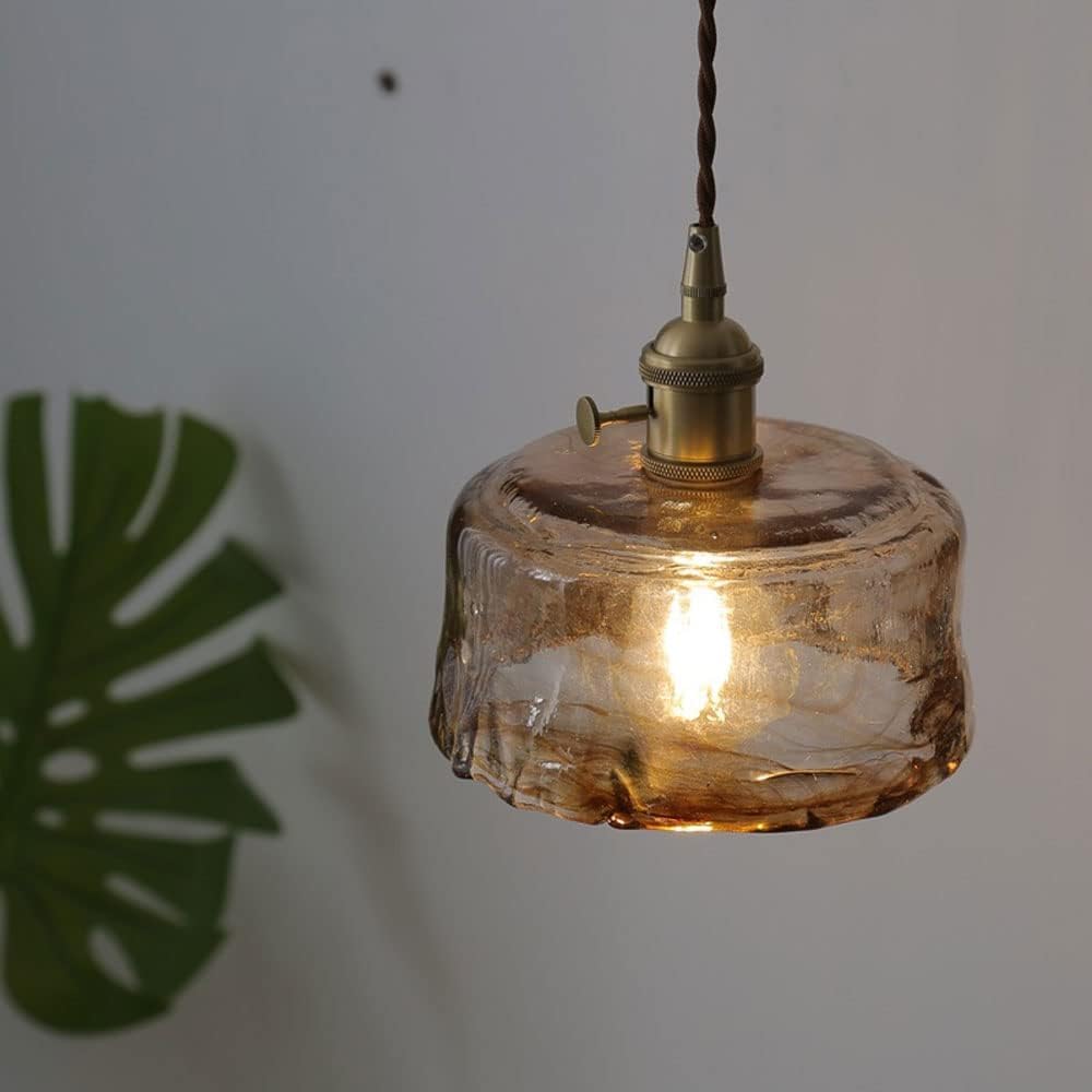 Lustre suspendu haut de gamme tout en cuivre et verre luminaire rétro 3000K