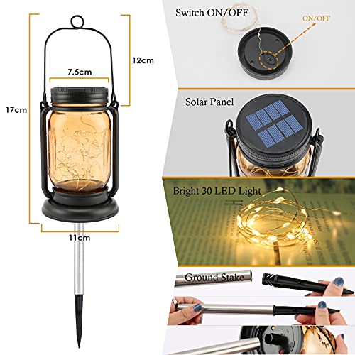 Seewow Solarlaterne für außen, 2 Stück LED Solar Laterne Hängend für Draußen, Dekorative Solarlampe Laterne IP44… – Bild 4
