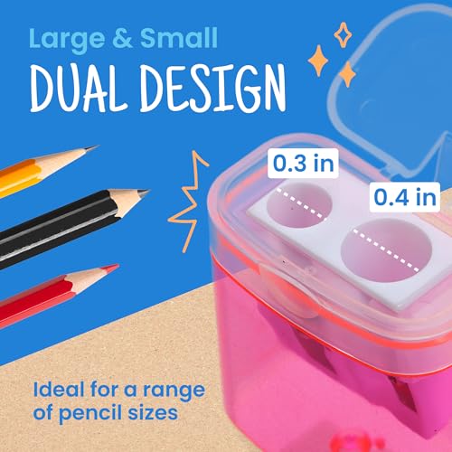 Craftzilla SHA01 Pencil Sharpener 100-Pack - Manual Pencil Sharpener For Kids With Lid - Crayon Sharpener thumb #3
