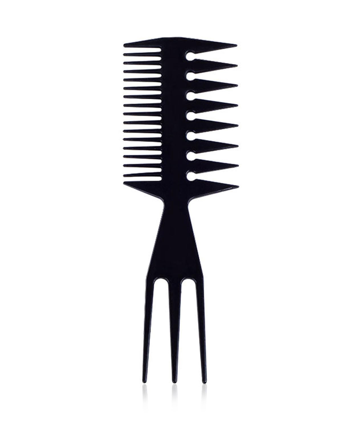 Pettine 3 in 1 Capelli Uomo - Set Denti Larghi Districante Antistatico per Parrucchieri (Nero)