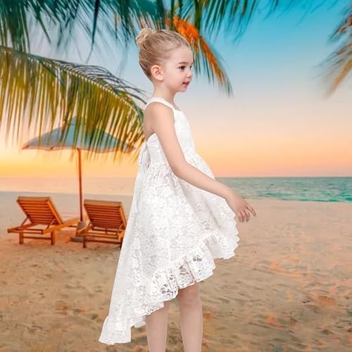 Sunny Fashion Girls Dress Floral Lace Hi-lo Strap Summer Sundress Princess4