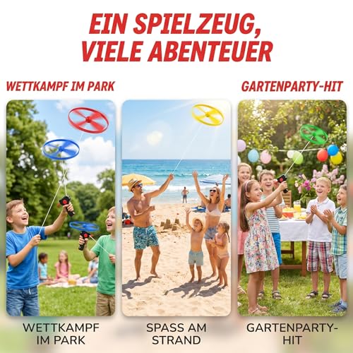 Toyvian Flugscheiben-Helikopter-Spielzeug Propellerspiel Mit 3 Griffen Und 6 Bunten Propellerscheiben Flugscheiben-Untertassenwerfer Spielzeug Für Kinder Verfolgungsspiel Für