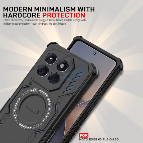 Image of AESTMO Back Case Cover for Motorola Moto Edge 60 Fusion 5G | Magnetic Case with Built-in Metal Ring | Compatible with MagSafe Accessories | Shockproof Hybrid (PC + TPU, Black)