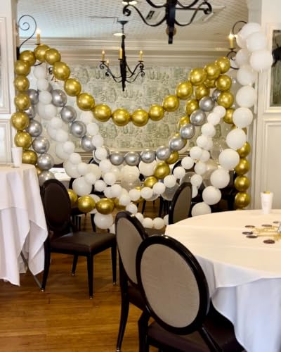 Image of Silver Link Balloons,60Pcs 6Inch Metallic Silver Latex Linking Balloons for Birthday Baby Shower Wedding Anniversary Party Decorations