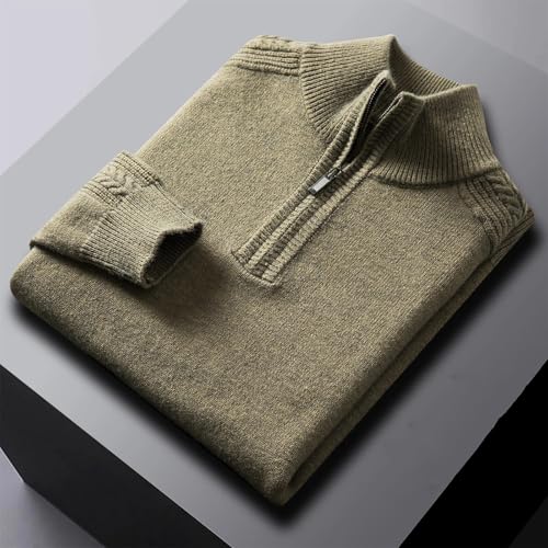 Men’S Casual Half-Zip Knit Pullover Sweater Long Sleeve Thick Pullover with Applique Details Jumper Tops2