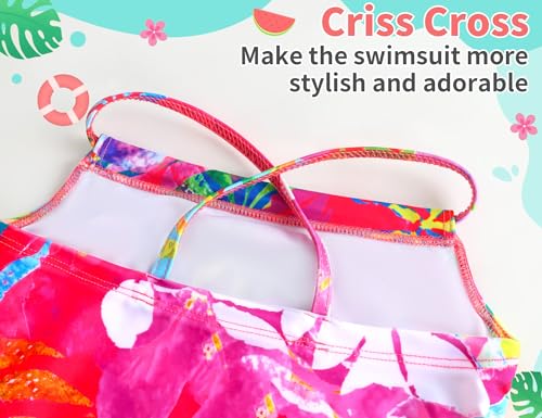 Image of TENVDA Girls Swimsuit Summer Beach Sport Halter Bathing Suits One Piece Swimwear for 2-12 Years Old Kids