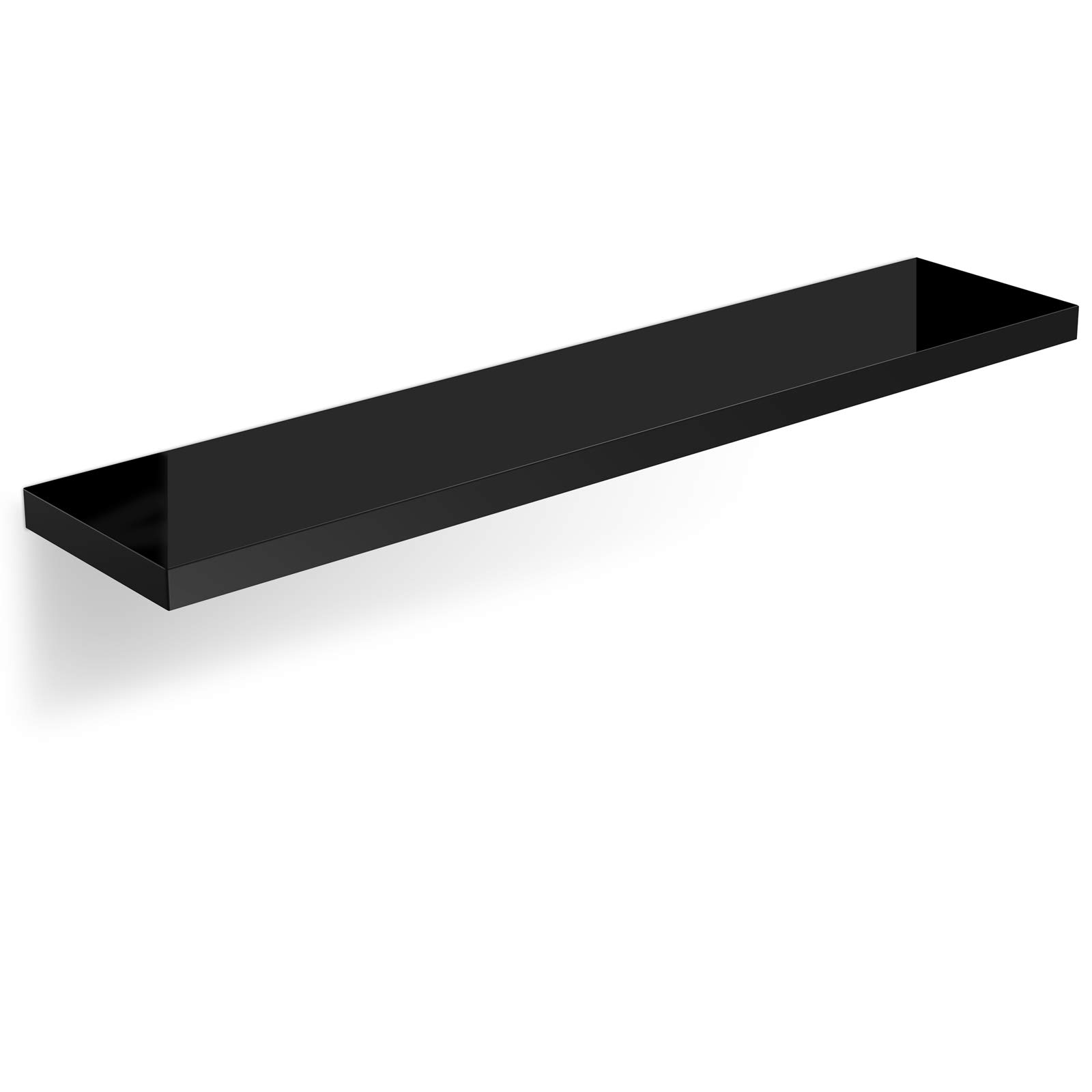 Casaria Regał ścienny drewniany z uchwytem 50-110 cm, wiszący, do kuchni, salonu, biura, łazienki, regał kuchenny, czarny, wysoki połysk, 50 cm