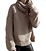 Oyanus Women's Loose Cowl Neck Chunky Cable Knit Pullover Top Sweater Jumper
