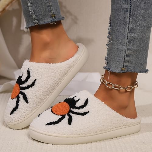 Image of Womens Mens House Slippers Retro Comfy Warm Plush Slip on Fluffy Memory Foam Home Sippers for Winter Indoor Outdoor
