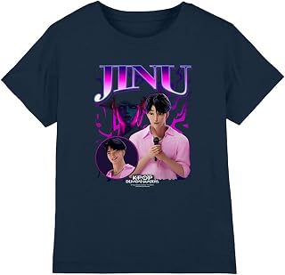 KPop Demon Hunters Unisex Kinder Kpop Demon Hunters Jinu Bootleg Kids T Shirt, Navy T-Shirt (1er Pack)