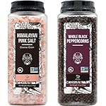 Soeos Himalayan Pink Salt 39 oz + Whole Black Peppercorns 18 oz, Coarse Grain, Kosher Salt for Grinder Refill, Salt and Pepper Grinder, Non-GMO Verified, Spice Seasoning Set for Cooking