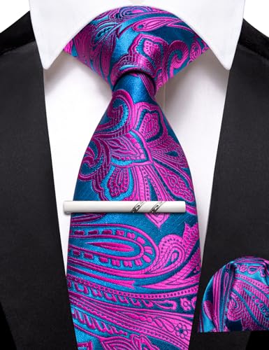 Image of Barry.Wang Boys Ties School Pre-Tied Kids Necktie Handkerchief Clip Set Uniforms Child Ties for 8-14 Years Wedding Party