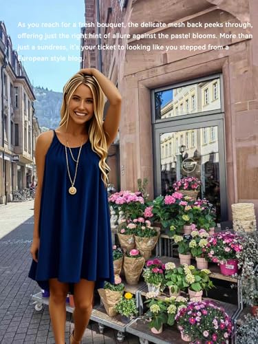 Image of Women's Chiffon Summer Casual Sundress Spaghetti Strap Tank Beach Dresses Bathing Suit Coverup