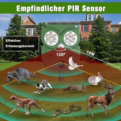 Katzenschreck Ultraschall 2 Stück, Katzenschreck für Garten, Wasserdicht IP65, zur Vertreibung von streunenden Katzen und Anderen Tieren