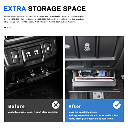 Auovo Fuse Box Coin Container Storage Tray Compatible With Subaru Crosstrek Impreza Xv Forester Legacy Outback Wrx Sti Ascent Accessories Abs Interior Inner Trim (Orange Red Black) #TOP1