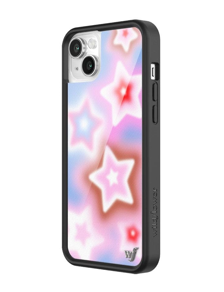 Wildflower Cases - Compatible with iPhone 13/14 | Protective Black Bumper, 6.5ft Drop Test Certified, Women Owned Small Business | Coquette Cottage Core Floral | Bunnies in Bonnets: Wildflower Cases - Compatible with Apple iPhone 13/14 | Protective Black Bumper, 4ft Drop Test Certified, Women Owned Small Business | Dream Star - Blue Pink White Stars Modern Trendy