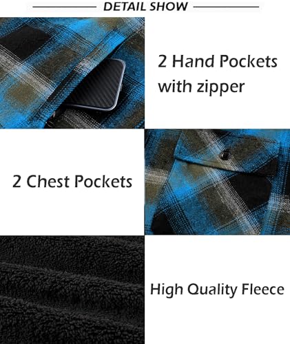 Image of SCODI Mens Flannel Hooded Jacket Fleece Sherpa Lined Zip Up Plaid Hoodies | Machine Wash, Outdoor Activities, Office, Casual, Warm Thick Shirt Jackets, Winter Coat, Heavyweight Sweatshirt, 4 Pockets