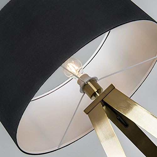 Qazqa QAZQA - Moderne vloerlamp messing met zwarte kap - Tripe | Woonkamer | Slaapkamer | Keuken - Staal Langwerpig - E27 Geschikt voor LED - Max. 1 x 60 Watt photo 3