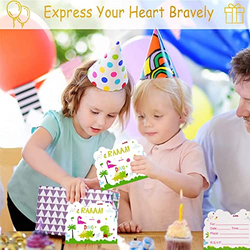 Lot de 20 Motif Dinosaure Cartes D'Invitation Anniversaire Dinosaure pour la Fête D'Anniversaire des Enfants Invitations… - Image 5