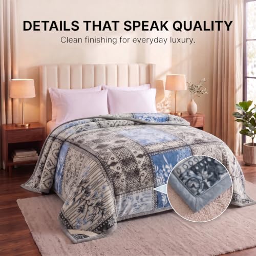 Image of BSB HOME 280 GSM Mink Blanket, Premium Soft Warm Cozy Plush Blanket for Double Bed, Ultra Soft Comfortable Winter Bedding, Elegant Printed Blanket, 90 x 100 Inches (229 x 254 cm) - Ash Grey