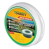 TONBEY Tubo de PVC flexible transparente de alta presión de 1/2 pulgada de diámetro interior x 25 pies,