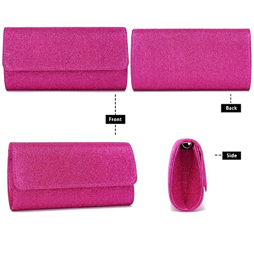 Outrip Women's Evening Bag Clutch Purse Glitter Party Wedding Handbag with Chain (Rose) - Thumbnail 3