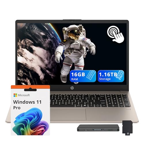 Image of HP 15.6 inch FHD Touchscreen Laptop, Intel i3-N305, 16GB RAM, 1.16TB Storage (1TB SSD+160GB Docking Station Set), Intel UHD Graphics, Numeric Keypad, Wi-Fi 6, 720p Webcam, Win11 Pro, Cozy Cashmere
