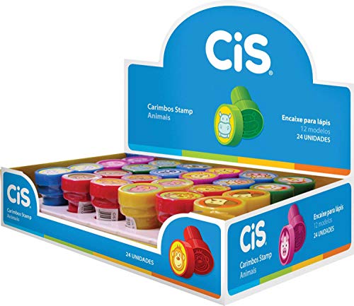 Carimbos Cis Stamp Animais, Cis, 42.3500, Multicor, Display C/ 24 Unidades