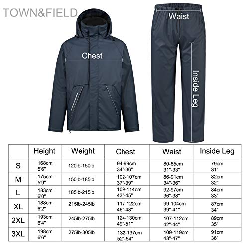 image for TOWN&FIELD Rain Suits for Fishing Waterproof Rain Gear for Men Women H