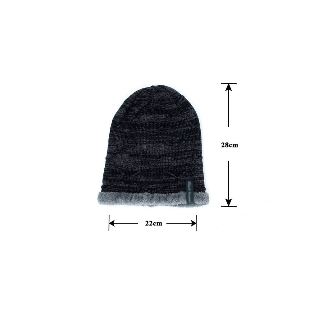 Winter Men's Hat Fashion Fleece Skiing Beanies Caps Warm Knitted Beanie Bonnet Hats Men(D)