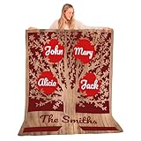 FrameStory Custom Personalized Family Tree Blanket, Fully Customizable with Your Family Member Names, Sherpa Fleece Blanket, 1-Sided Printing