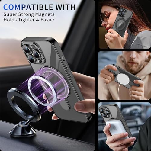 Image of Magnetic for iPhone 14 Pro Case with Invisible Stand[Compatible with MagSafe][Full Camera Lens Protector][Military Drop Protection] Shockproof Not Yellowing Clear Slim Soft for Women Men