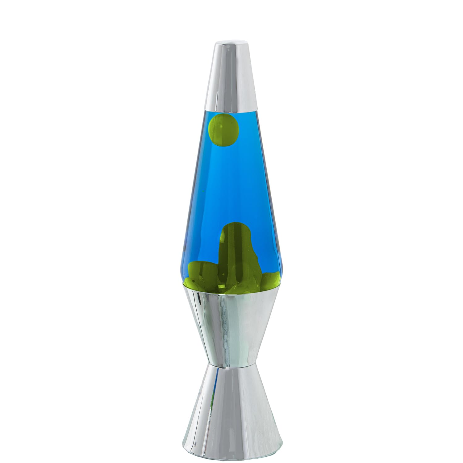 DRW Lampara Lava Metal Brillo Líquido Amarillo y Azul Ø9x37cm Cable Negro:150cm