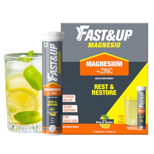 Image of Fast&Up Magnesio - Restful Sleep Supplement - Magnesium & Zinc for Stress Management & Promoting Deep Sleep (60 Effervescent Tablets, Lime & Lemon Flavor)