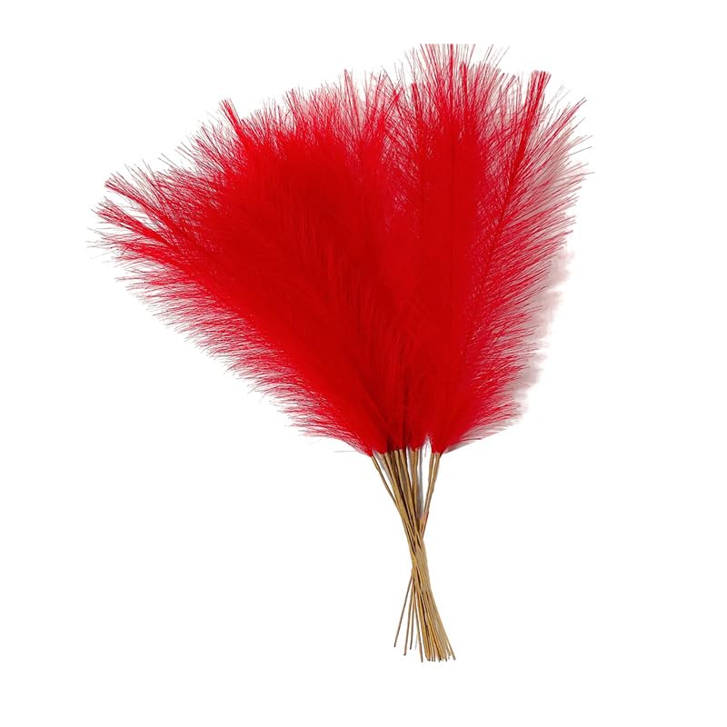 Sztuczna trawa Pampas, Symulowana trawa pampasowa, wielokolorowa, 21,65 cala, opakowanie 10 sztuk(Red)