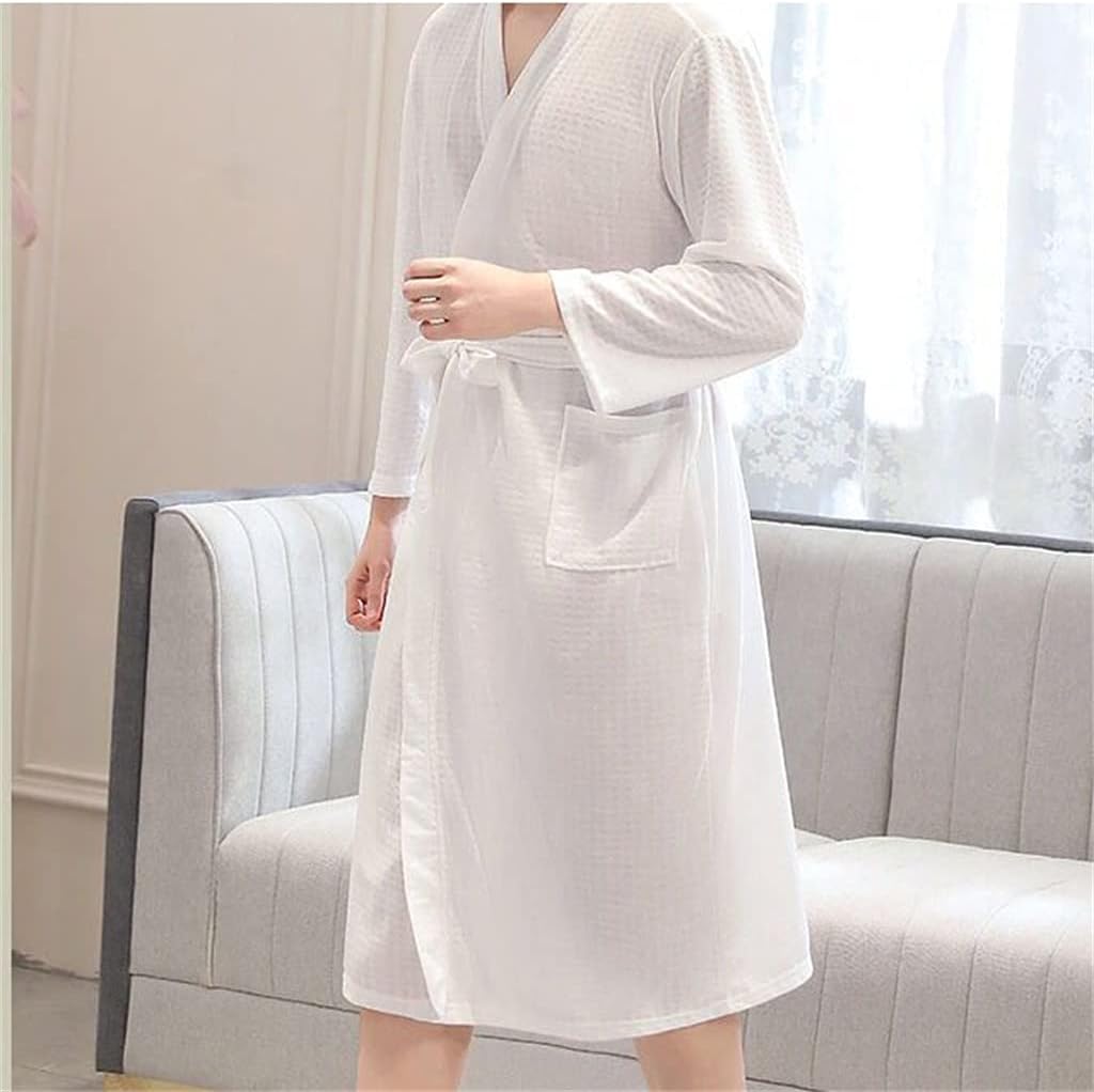 Bathrobe Men's Cotton Breathable Waffle Solid Color Home Bathrobe Home Service