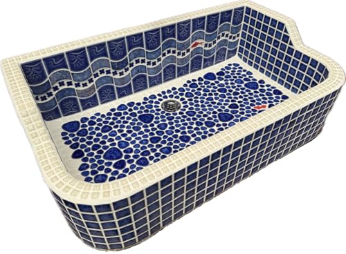 作善堂 ガーデンシンク タイルシンク ガーデンパン 屋外 室内 屋内 diy 流し台 ガーデニング 庭 ガーデン 流し 水受け 人気 日本製 タイル モザイクタイル 美濃焼 シンク 玄関 家 軽量 ライト S (5005)